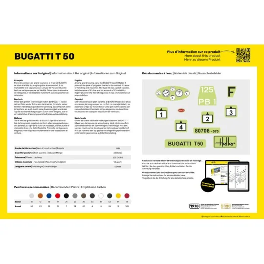 STARTER KIT Bugatti T 50, 1/24 - Heller 56706