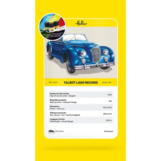 STARTER KIT Talbot Lago Record, 1/24 - Heller 56711