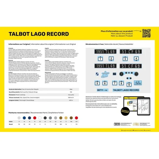 STARTER KIT Talbot Lago Record, 1/24 - Heller 56711