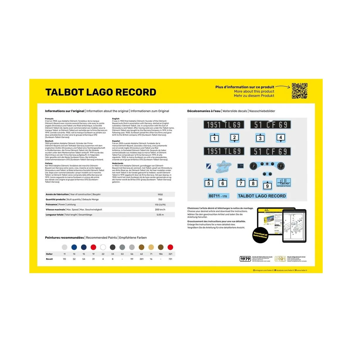 STARTER KIT Talbot Lago Record, 1/24 - Heller 56711