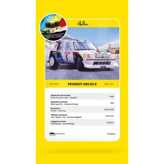 STARTER KIT Peugeot 205 EV 2, 1/24 - Heller 56716