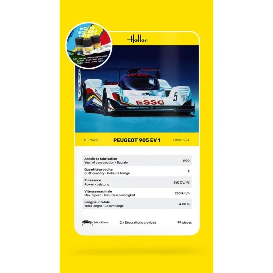 STARTER KIT Peugeot 905 EV 1, 1/24 - Heller 56718