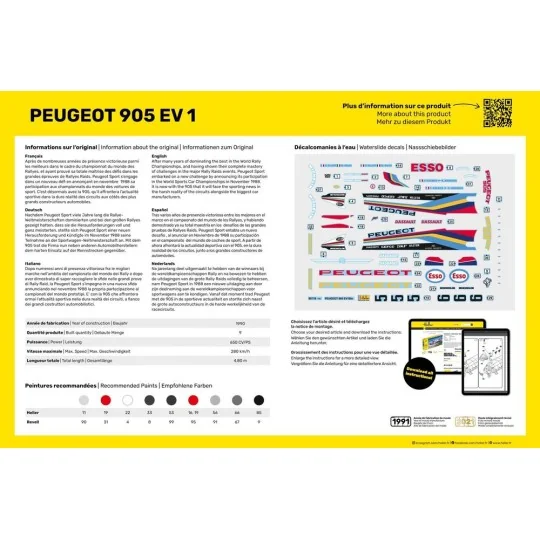 STARTER KIT Peugeot 905 EV 1, 1/24 - Heller 56718