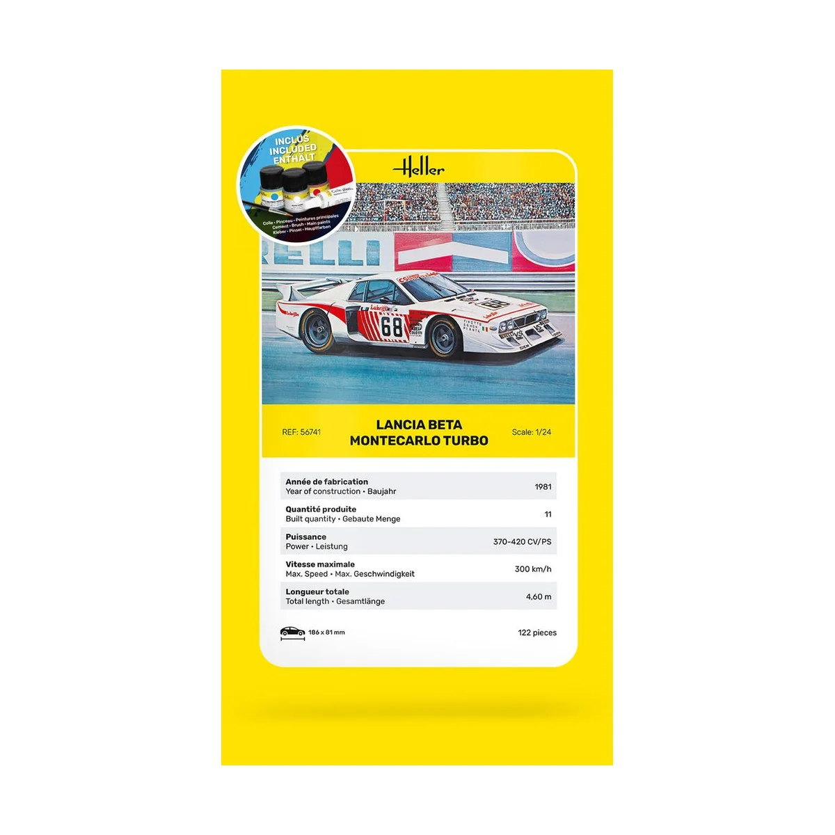 STARTER KIT Lancia Beta Montecarlo Turbo, 1/24 - Heller 56741