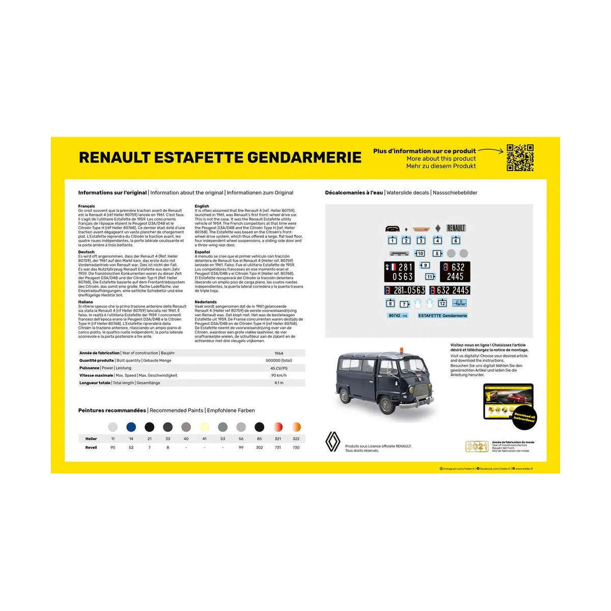 STARTER KIT Renault Estafette Gendarmerie, 1/24 - Heller 56742
