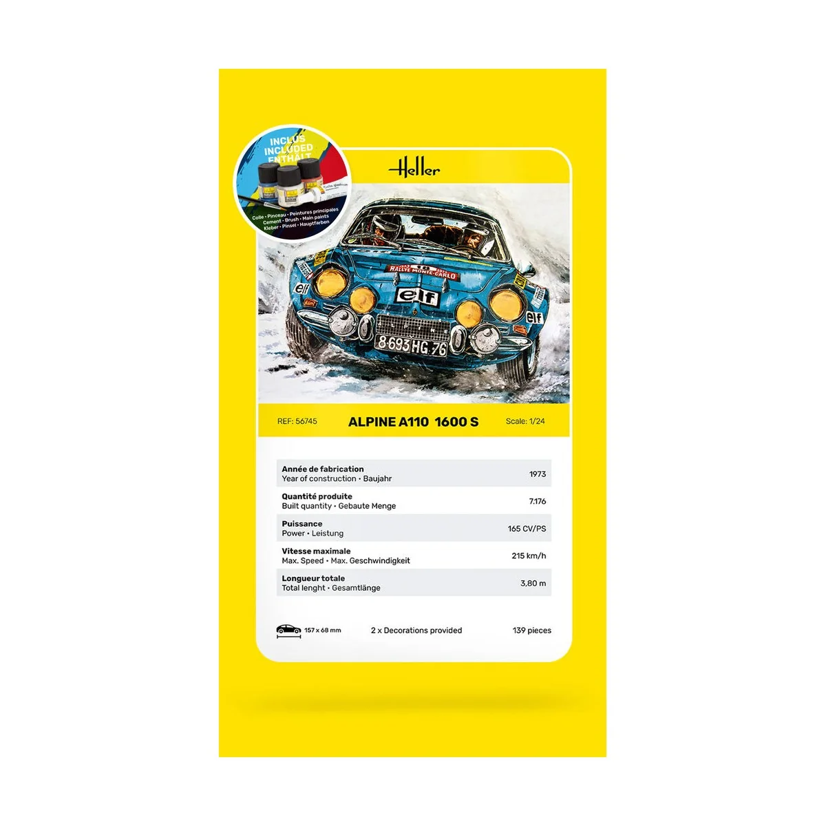 STARTER KIT Alpine A110 (1600S), 1/24 - Heller 56745