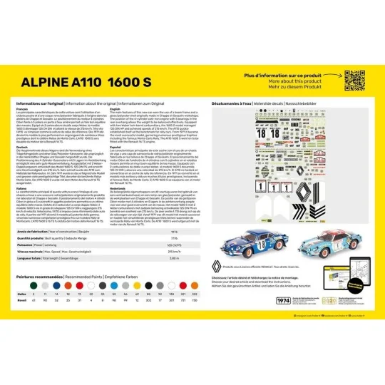 STARTER KIT Alpine A110 (1600S), 1/24 - Heller 56745