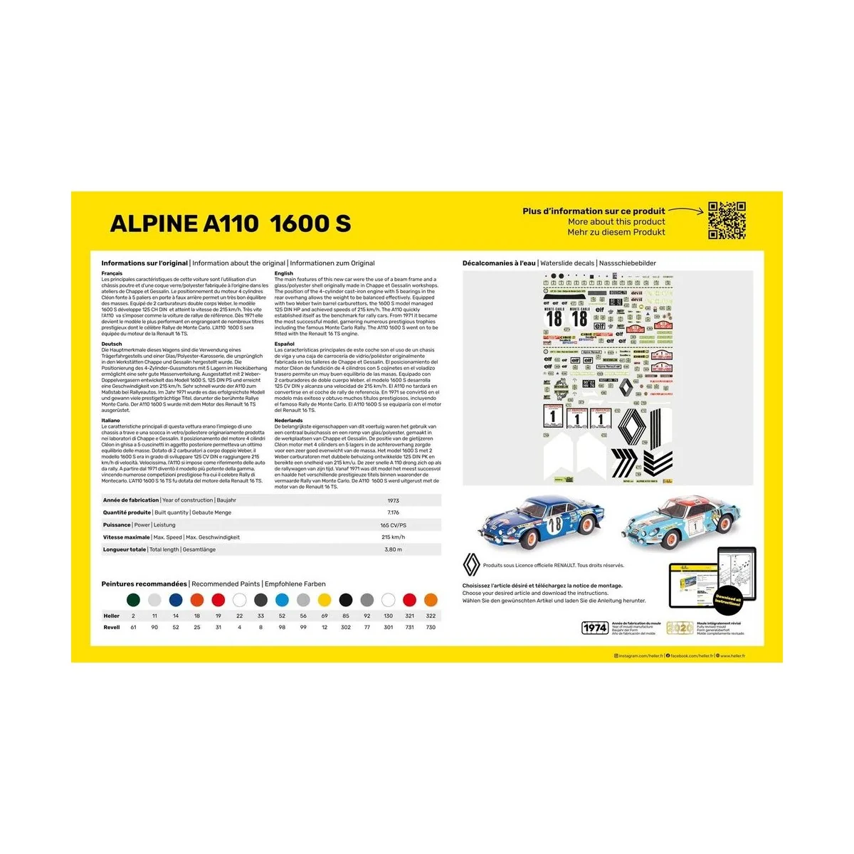 STARTER KIT Alpine A110 (1600S), 1/24 - Heller 56745