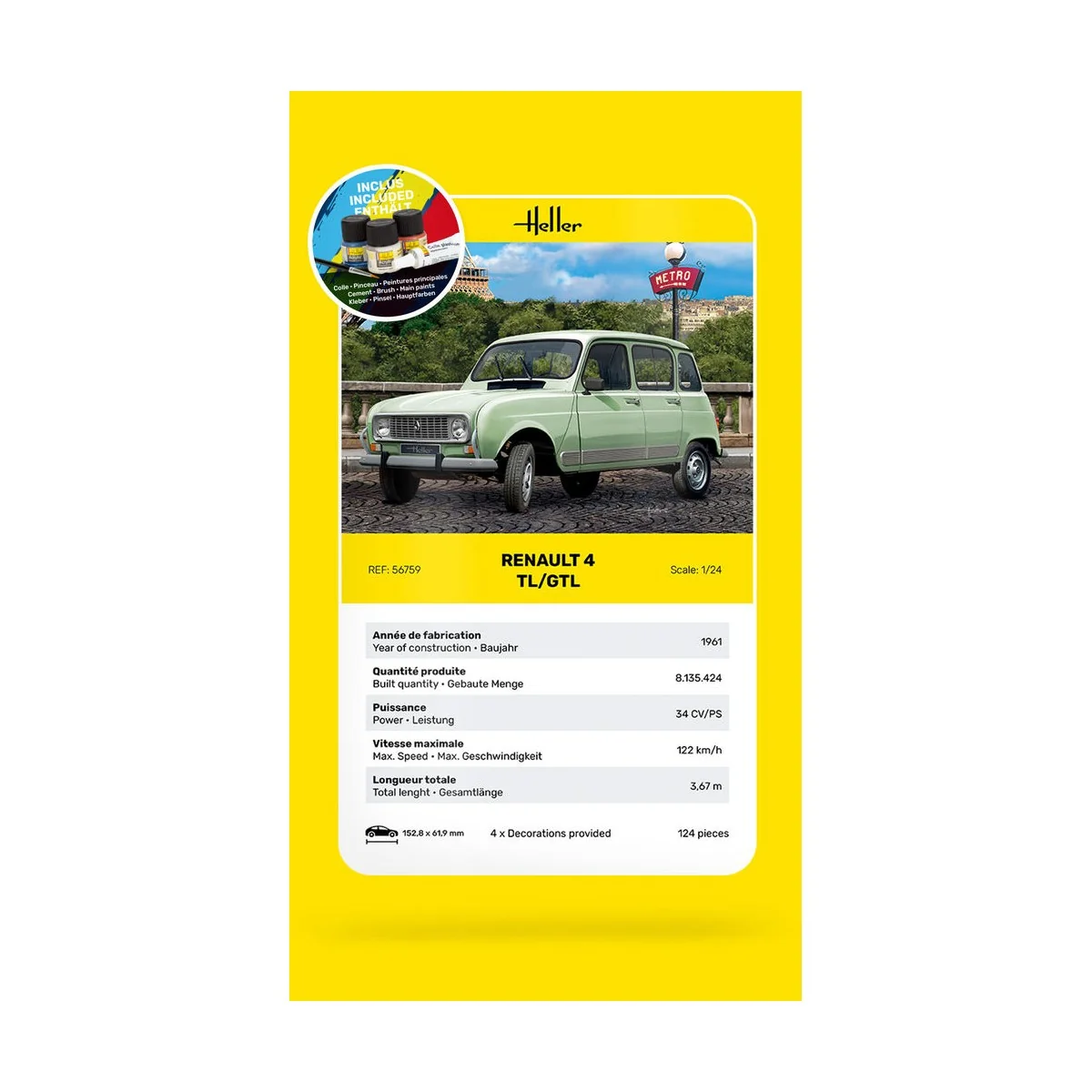 STARTER KIT Renault 4TL/GTL, 1/24 - Heller 56759