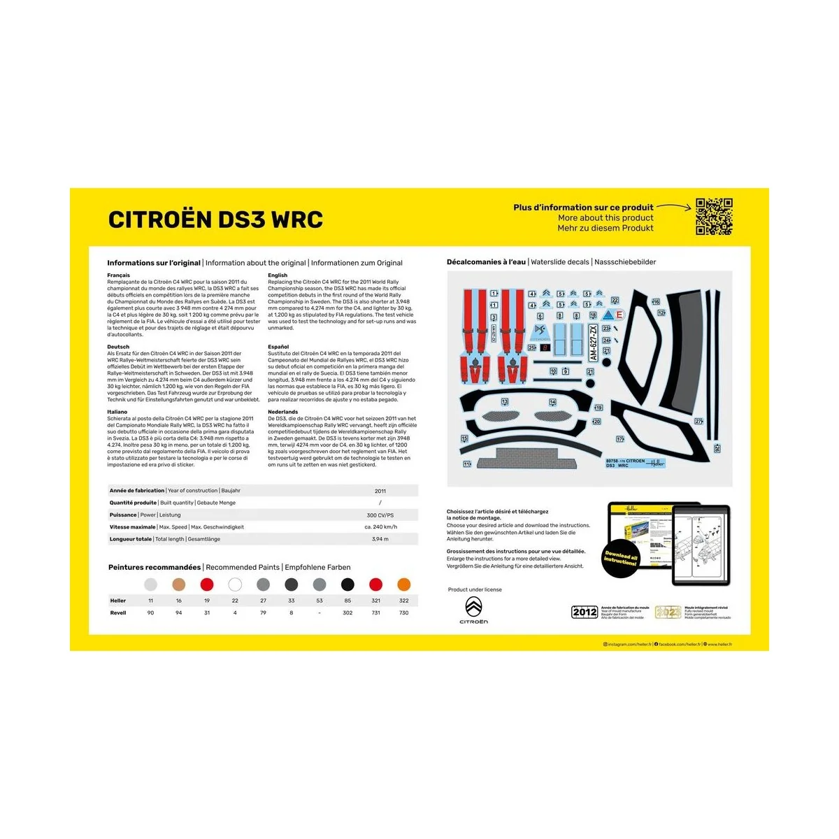 STARTER KIT Citroen DS3 WRC, 1/24 - Heller 56758