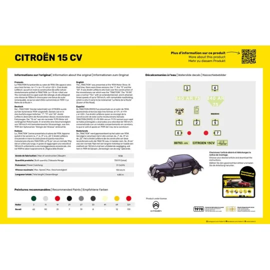 STARTER KIT Citroen 15 CV, 1/24 - Heller 56763