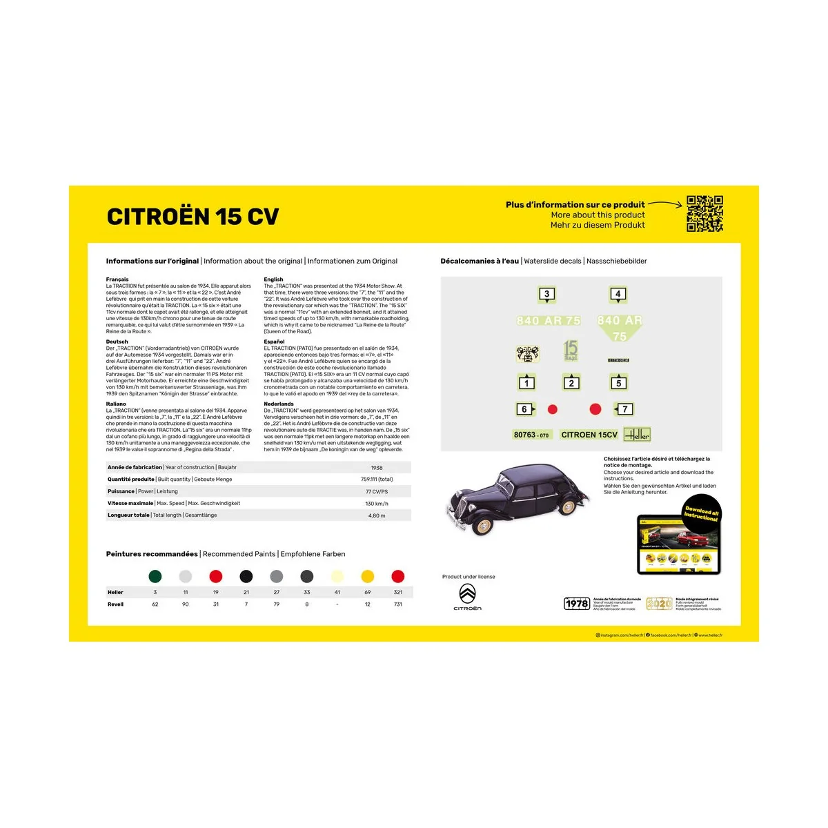 STARTER KIT Citroen 15 CV, 1/24 - Heller 56763