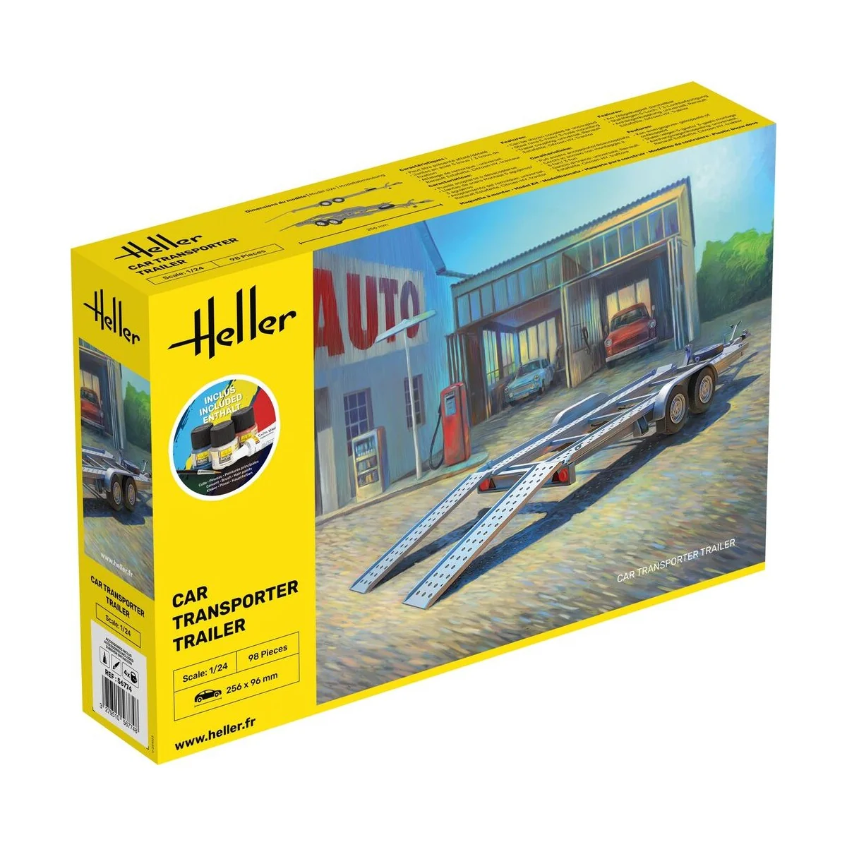 STARTER KIT Car Transporter Trailer, 1/24 - Heller 56774