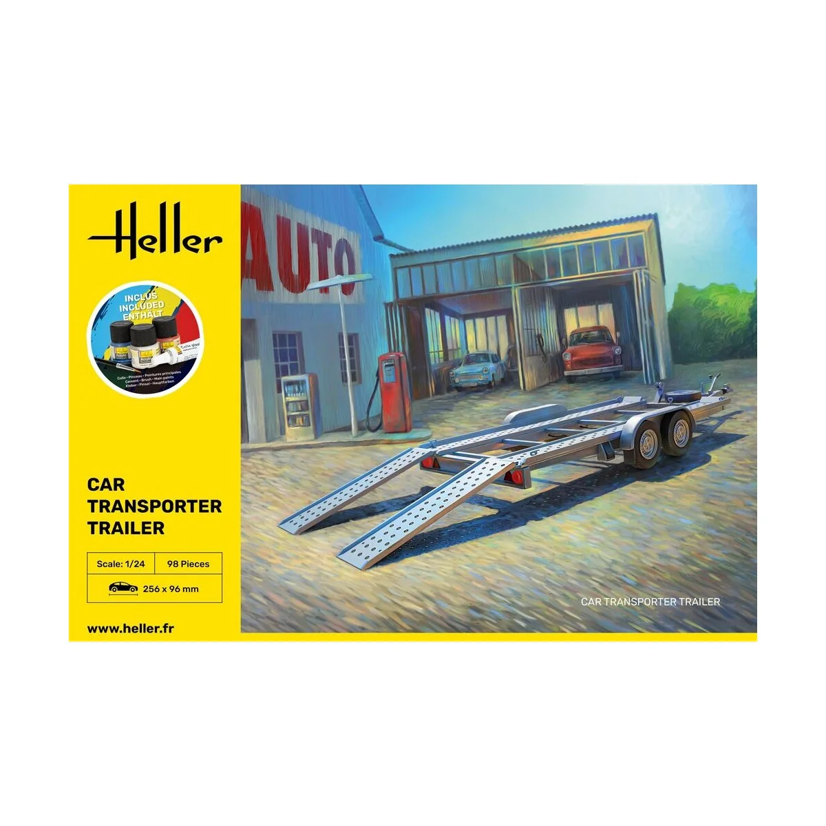 STARTER KIT Car Transporter Trailer, 1/24 - Heller 56774