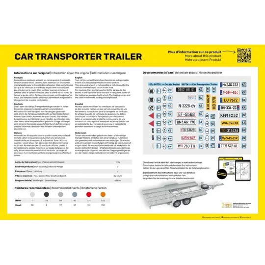 STARTER KIT Car Transporter Trailer, 1/24 - Heller 56774