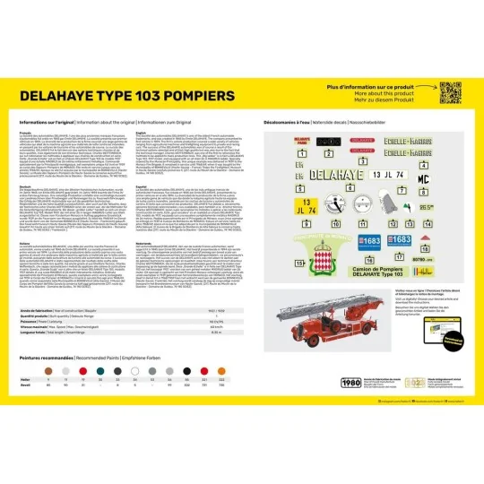 STARTER KIT Delahaye Type 103 Pompiers, 1/24 - Heller 56780