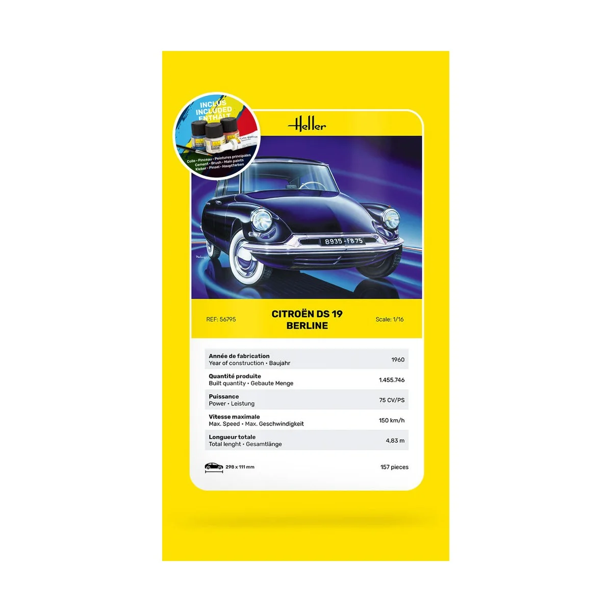 STARTER KIT Citroen DS 19, 1/16 - Heller 56795