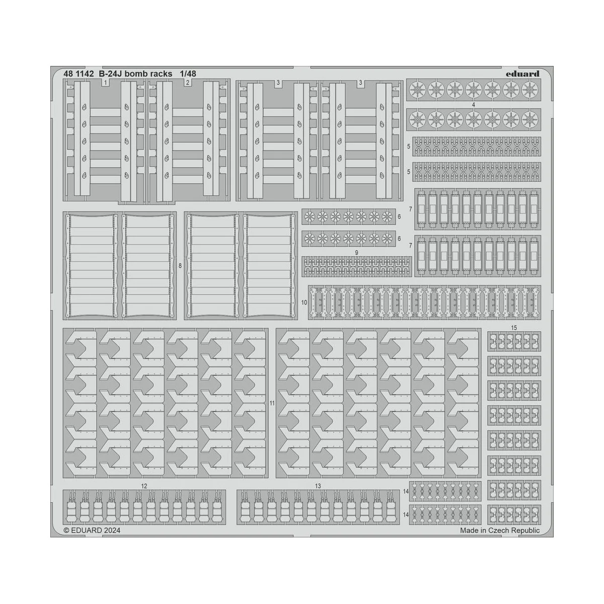 B-24J bomb racks, 1/48 - Eduard Accessories 481142
