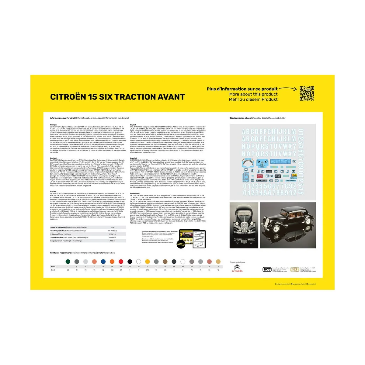 STARTER KIT Citroen 15 SIX Traction Avant, 1/8 - Heller 56799