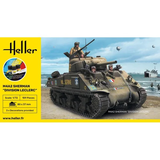 STARTER KIT M4A2 Sherman "Division Leclerc", 1/72 - Heller 56894