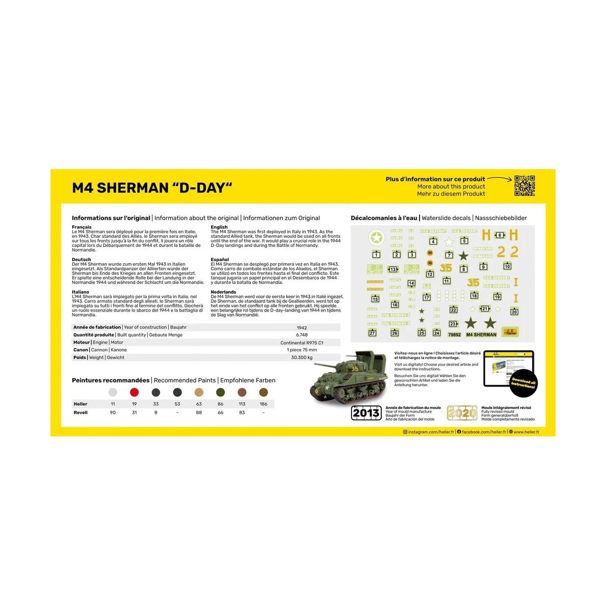 STARTER KIT M4 Sherman D-Day, 1/72 - Heller 56892