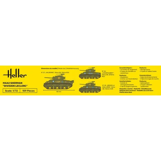 STARTER KIT M4A2 Sherman "Division Leclerc", 1/72 - Heller 56894