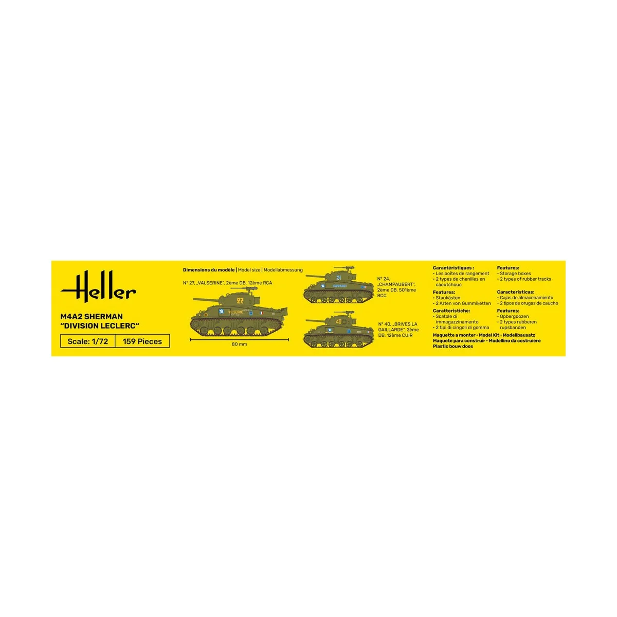 STARTER KIT M4A2 Sherman "Division Leclerc", 1/72 - Heller 56894