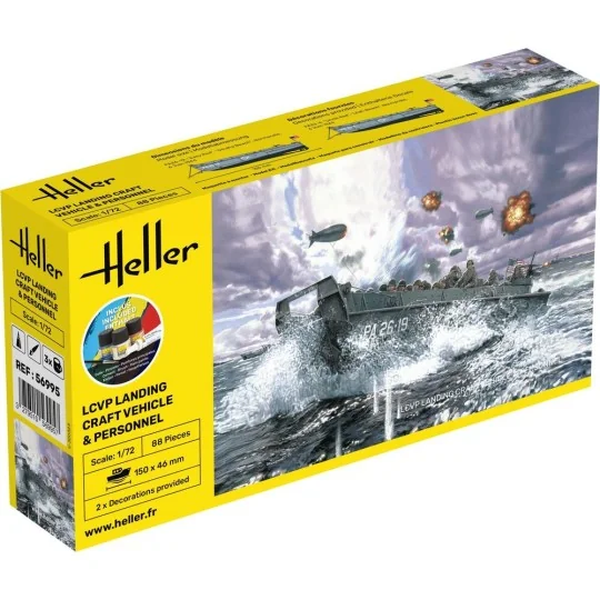 STARTER KIT LCVP Landing Craft Vehicle & Personnel, 1/72 - Heller 5...
