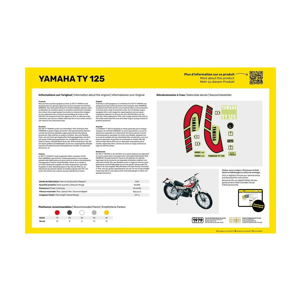 STARTER KIT Yamaha TY 125, 1/8 - Heller 56902