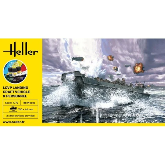 STARTER KIT LCVP Landing Craft Vehicle & Personnel, 1/72 - Heller 5...