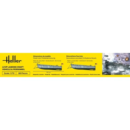 STARTER KIT LCVP Landing Craft Vehicle & Personnel, 1/72 - Heller 5...