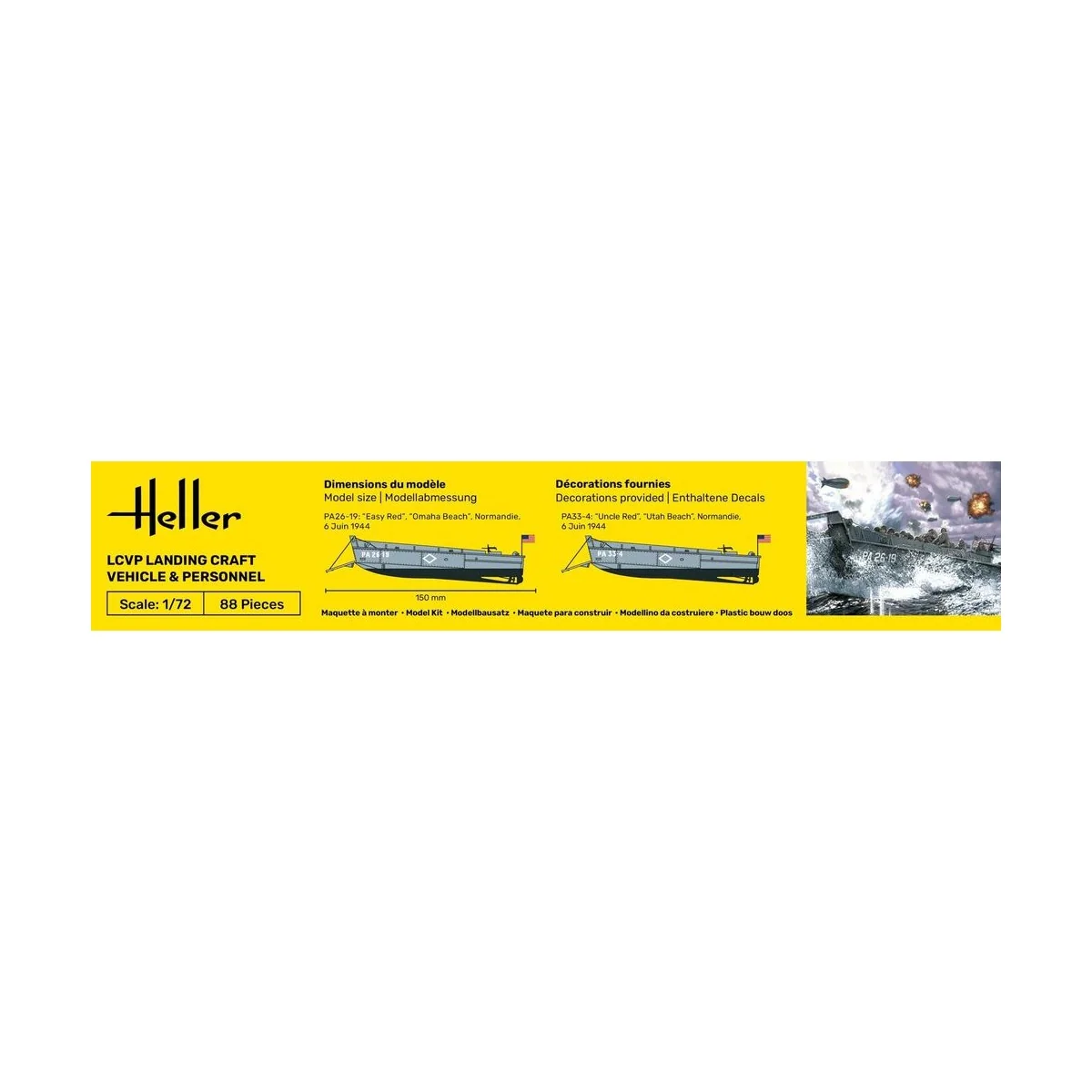 STARTER KIT LCVP Landing Craft Vehicle & Personnel, 1/72 - Heller 5...