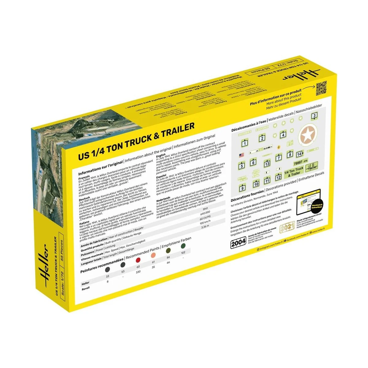 STARTER KIT US 1/4 Ton Truck & Trailer, 1/72 - Heller 56997