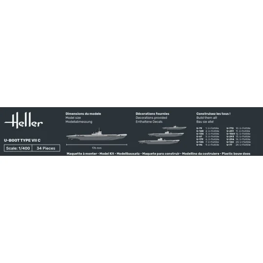 STARTER KIT U-Boot Type VII C, 1/400 - Heller 57002