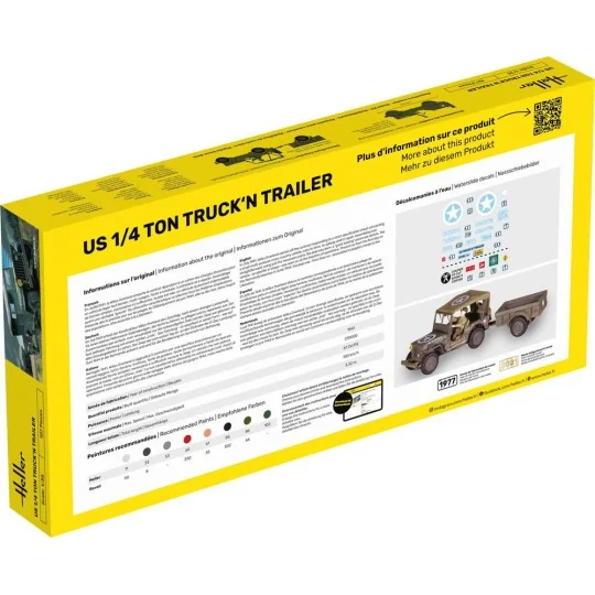 STARTER KIT US 1/4 Ton Truck 'n Trailer, 1/35 - Heller 57105