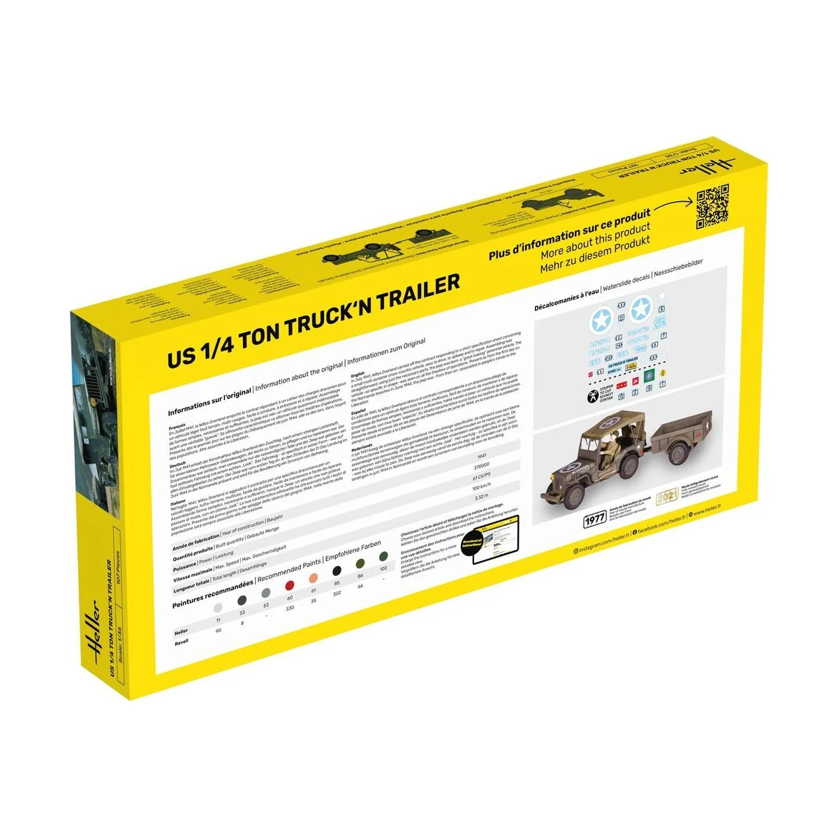 STARTER KIT US 1/4 Ton Truck 'n Trailer, 1/35 - Heller 57105