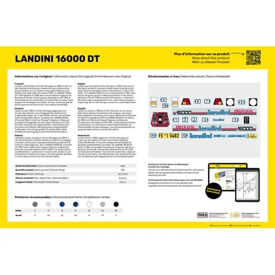STARTER KIT Landini 16000 DT, 1/24 - Heller 57403