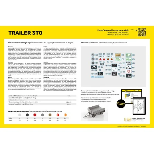 STARTER KIT Trailer 3to, 1/24 - Heller 57410
