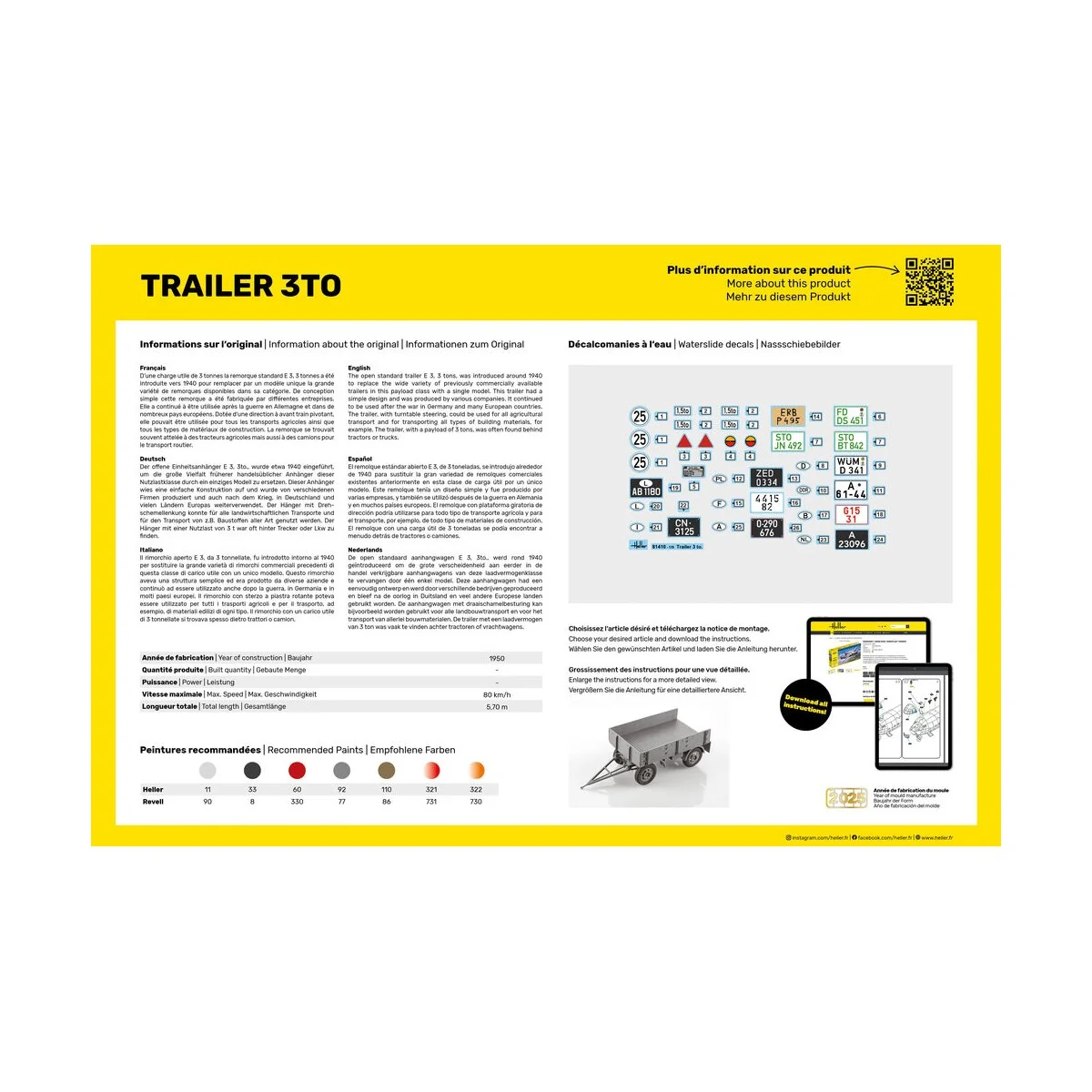 STARTER KIT Trailer 3to, 1/24 - Heller 57410