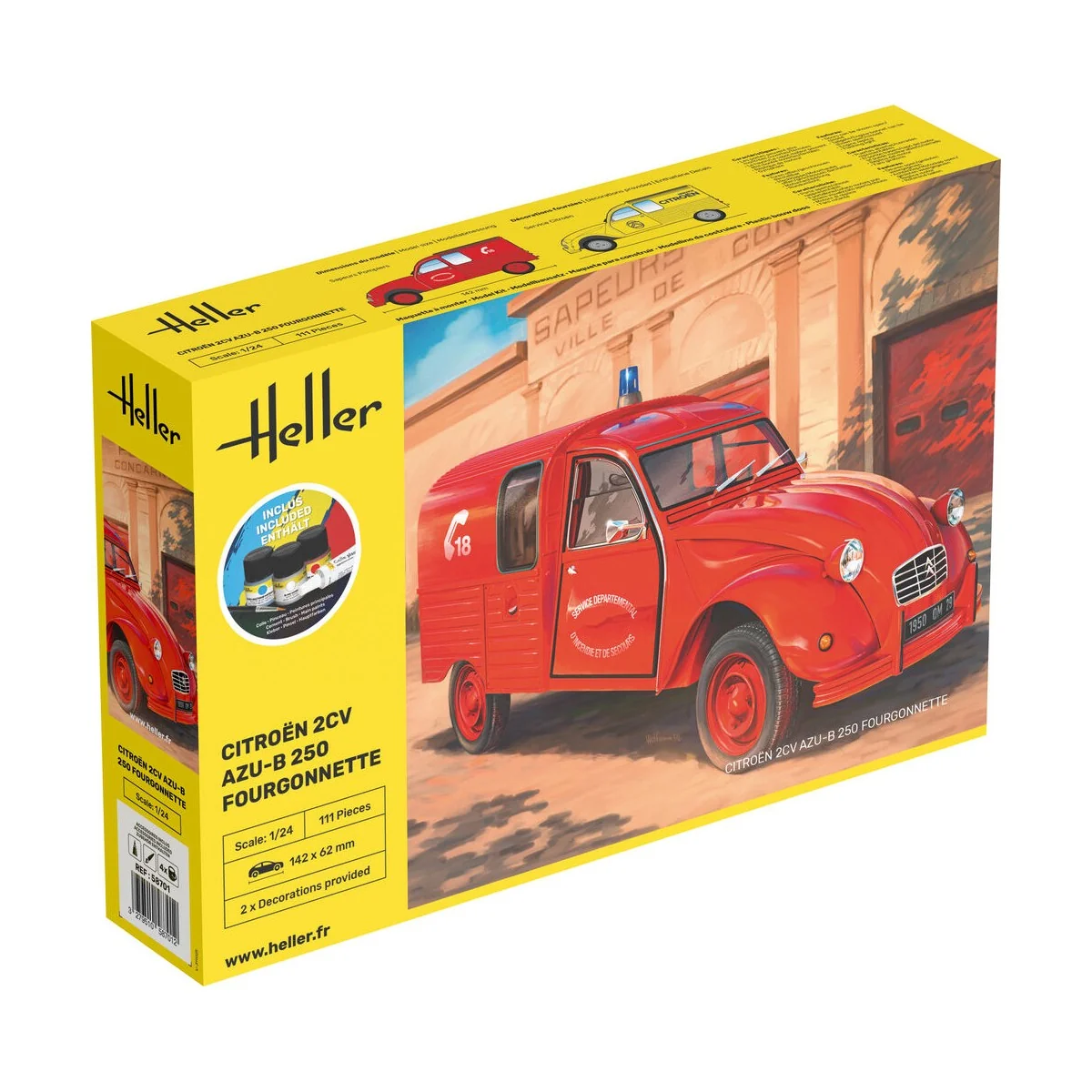 STARTER KIT Citroen 2CV AZU-B 250 Fourgonnette, 1/24 - Heller 58701