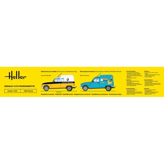 STARTER KIT Renault 4 F4 Fourgonette, 1/24 - Heller 58700