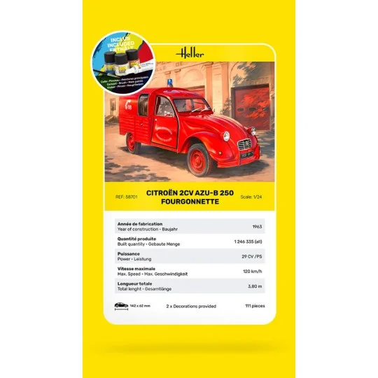 STARTER KIT Citroen 2CV AZU-B 250 Fourgonnette, 1/24 - Heller 58701