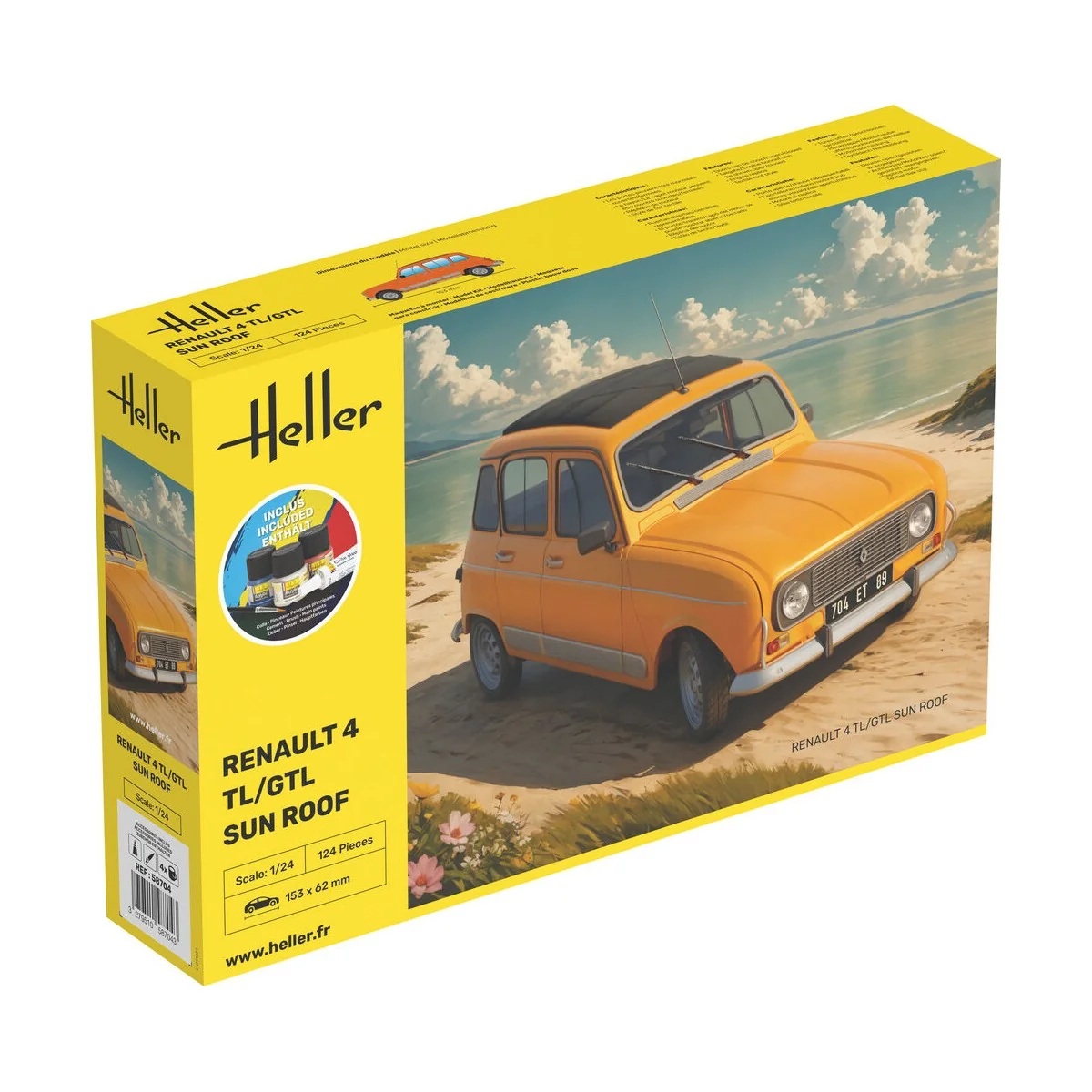 STARTER KIT Renault 4 TL/GTL Sun Roof, 1/24 - Heller 58704