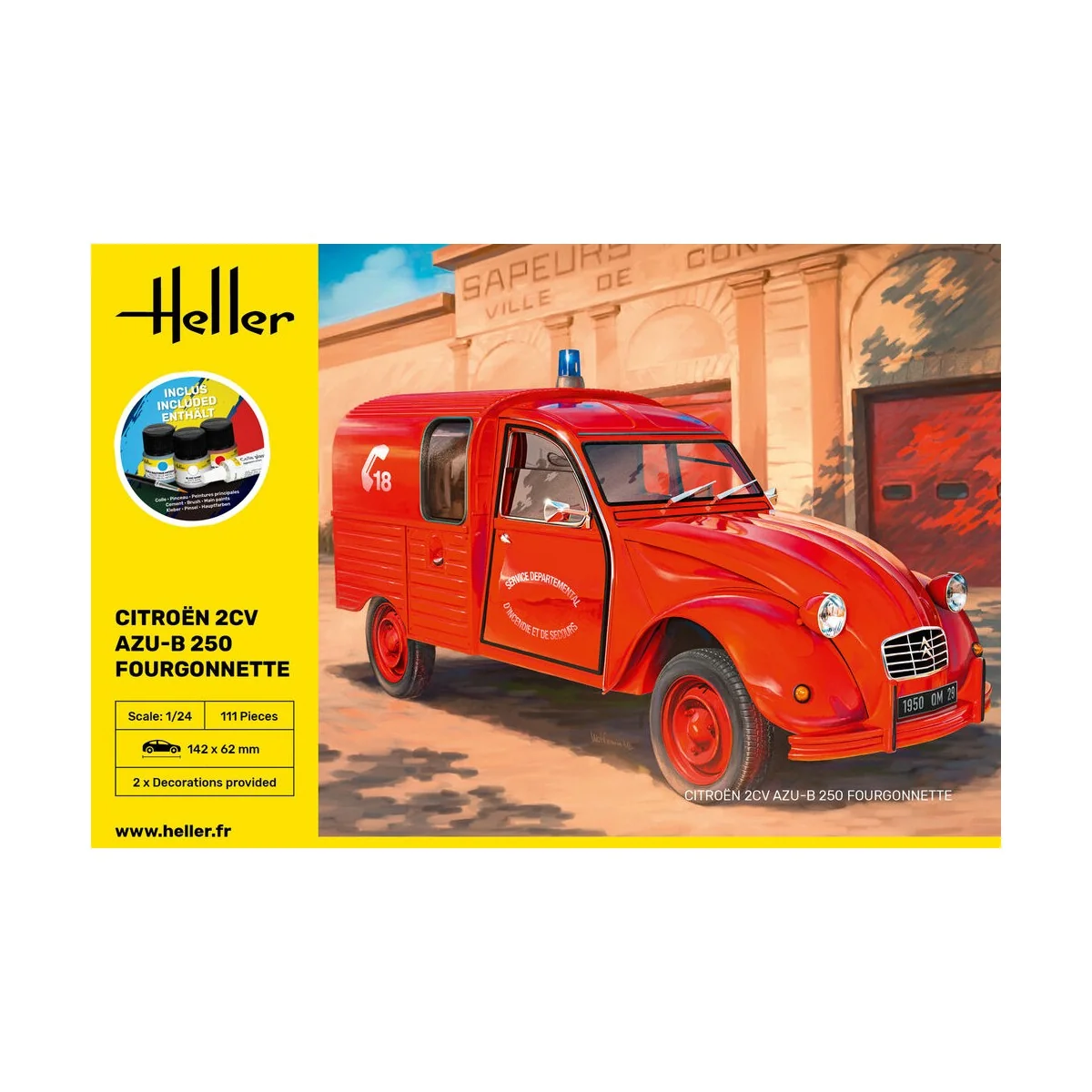 STARTER KIT Citroen 2CV AZU-B 250 Fourgonnette, 1/24 - Heller 58701