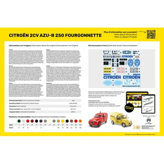 STARTER KIT Citroen 2CV AZU-B 250 Fourgonnette, 1/24 - Heller 58701