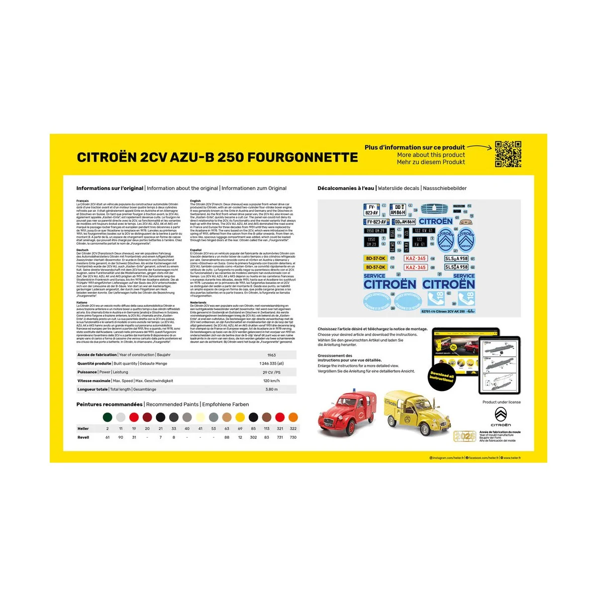 STARTER KIT Citroen 2CV AZU-B 250 Fourgonnette, 1/24 - Heller 58701