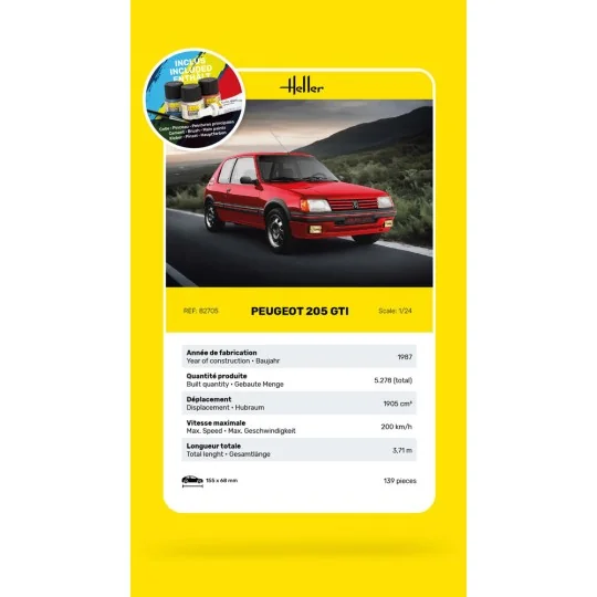 STARTER KIT Peugeot 205 GTI, 1/24 - Heller 58705