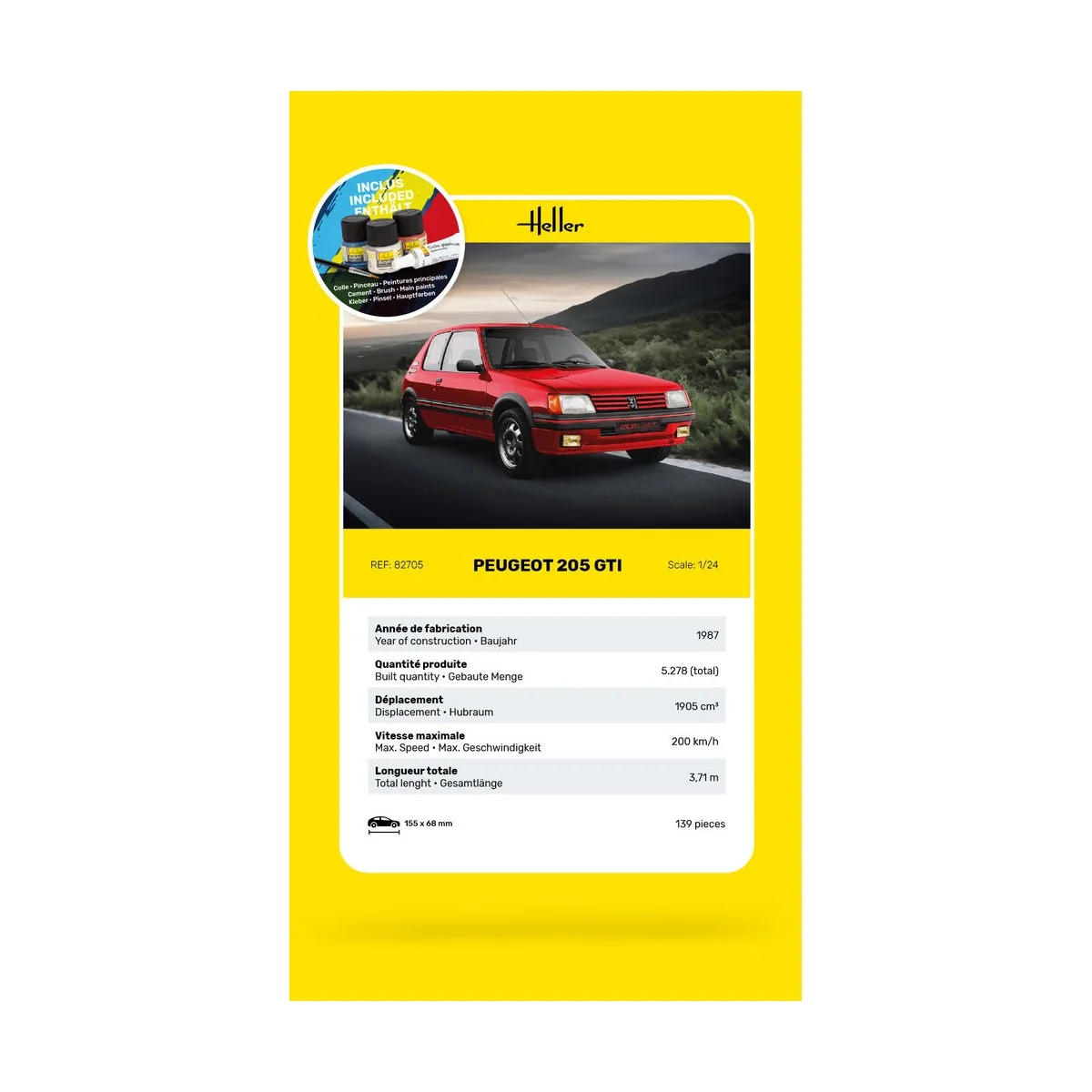 STARTER KIT Peugeot 205 GTI, 1/24 - Heller 58705