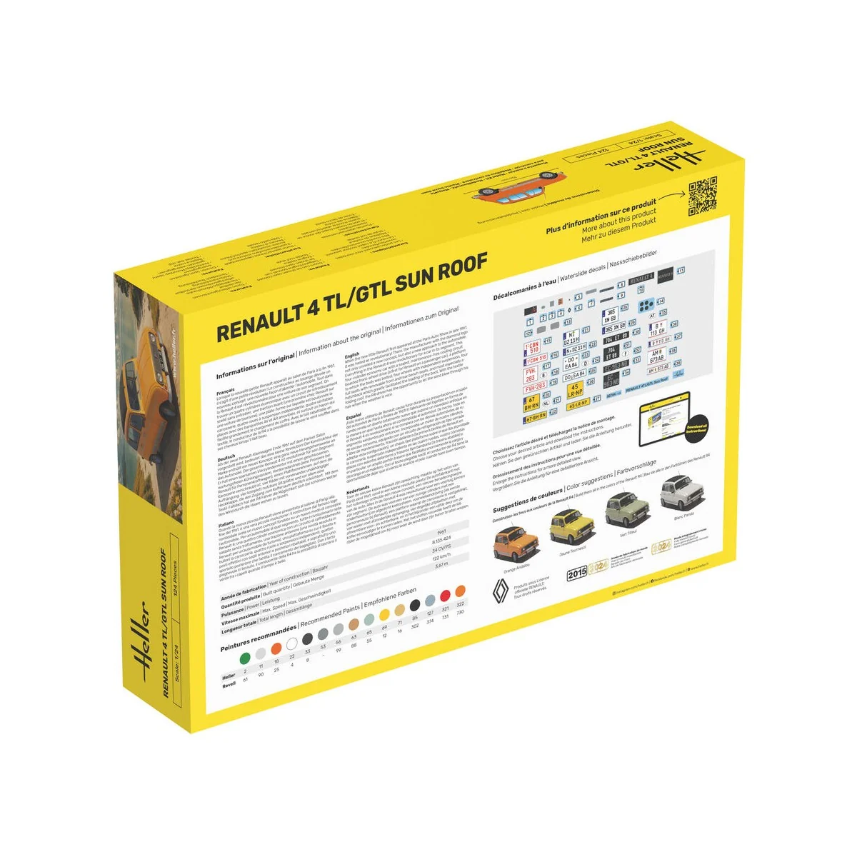 STARTER KIT Renault 4 TL/GTL Sun Roof, 1/24 - Heller 58704