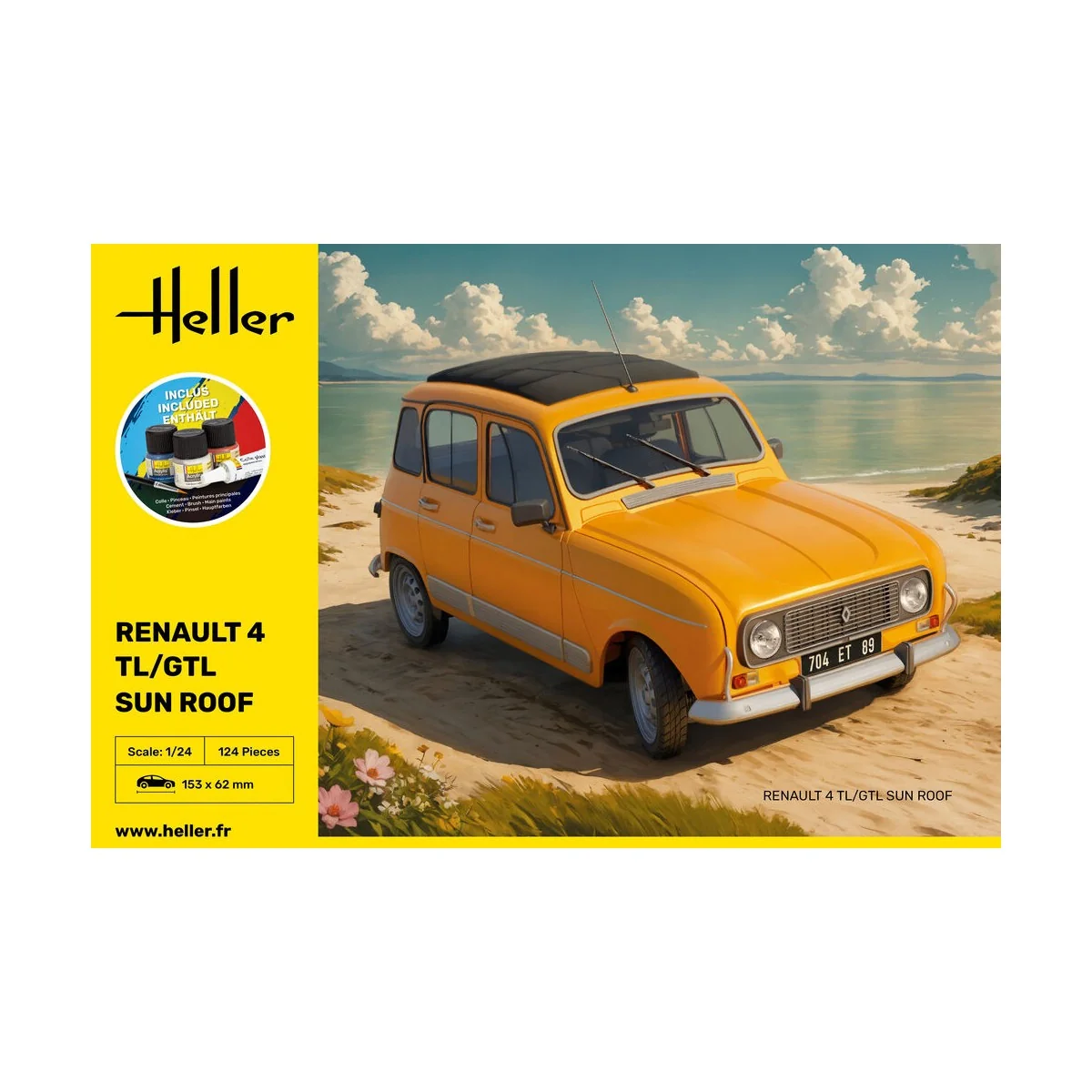 STARTER KIT Renault 4 TL/GTL Sun Roof, 1/24 - Heller 58704